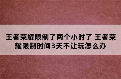 王者荣耀限制了两个小时了 王者荣耀限制时间3天不让玩怎么办